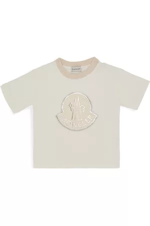 Moncler Girls Short Sleeved T-Shirts - Little Girl's & Girl's Logo Short-Sleeve T-Shirt - Natural - Size 4 - Natural - Size 4
