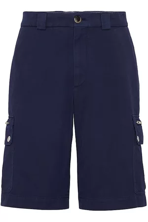 Brunello Cucinelli Men Bermudas - Men's Garment-Dyed Leisure Fit Bermuda Shorts - Navy Blue - Size 32 - Navy Blue - Size 32