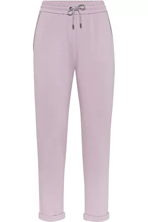 Brunello Cucinelli Women Stretch Pants - Women's Stretch Cotton Lightweight French Terry Trousers - Lavender - Size XS - Lavender - Size XS