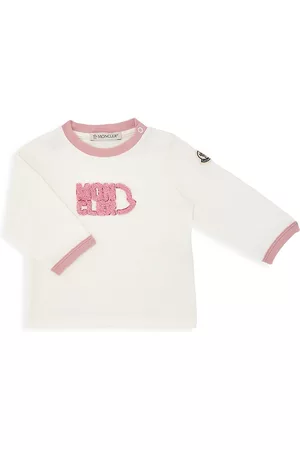 Moncler Girls Long Sleeved T-Shirts - Baby Girl's & Little Girl's Logo Long-Sleeve T-Shirt - Pink - Size 3 Months - Pink - Size 3 Months