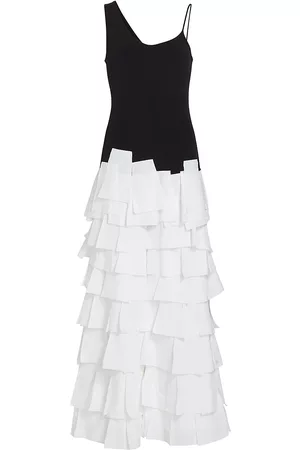 A.W.A.K.E. MODE Women Sleeveless Dresses - Women's Sleeveless Mixed-Media Gown - Black And White - Size 2 - Black And White - Size 2
