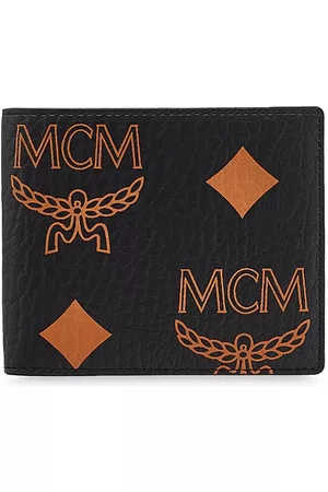 MCM Aren Maxi Monogrammed Vi Zip Around Large in Black