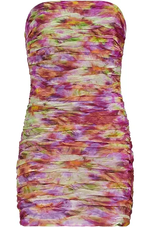 Ramy Brook Women Strapless Dresses - Women's Darla Strapless Ruched Minidress - Lilac Multi Crinkle Sunburst - Size 0 - Lilac Multi Crinkle Sunburst - Size 0