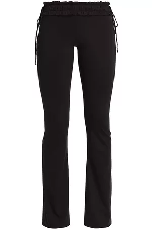 DANIELLE GUIZIO Women Stretch Pants - Women's Ruched Side-Tie Stretch Pants - Black - Size Large - Black - Size Large