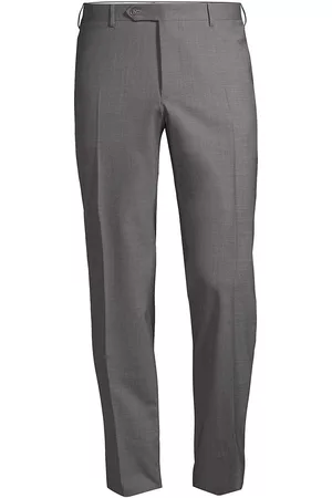 CANALI Men Stretch Pants - Men's Stretch Wool Trousers - Light Grey - Size 37 - Light Grey - Size 37