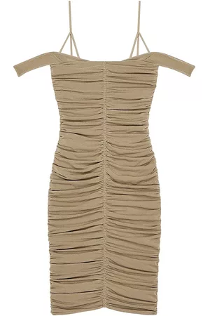 Givenchy Women Ruched Tank Tops - Women's Ruched Off-Shoulder Dress With Tank Top Straps - Beige - Size 2 - Beige - Size 2