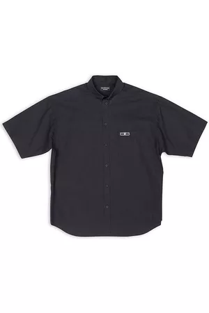 Balenciaga Men Short sleeved Shirts - Men's BB Icon Short Sleeve Shirt Large Fit - Black - Size 16 - Black - Size 16