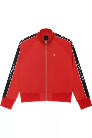 Givenchy Men Oversized Jackets - Men's Oversized Jogger Jacket In Jersey With Logo Bands - Red - Size Large - Red - Size Large