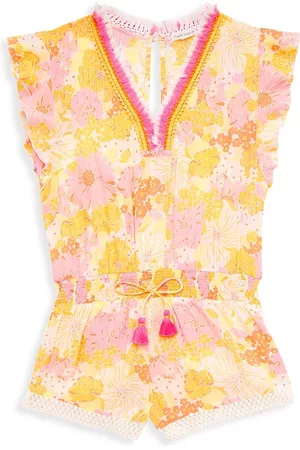 POUPETTE ST BARTH Girls T-Shirts - Little Girl's & Girl's Sasha Floral Print Romper - Yellow Flower Mix - Size 8 - Yellow Flower Mix - Size 8
