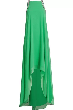 Badgley Mischka Women Evening Dresses & Gowns - Women's Embellished High-Low Gown - Mist - Size 0 - Mist - Size 0