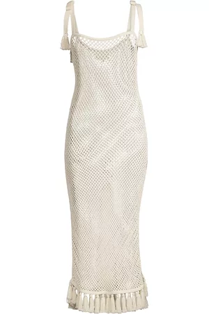 Cinq A Sept Women Fringe Dresses - Women's A La Plage Kerry Fringe Net Cover-Up Dress - Ivory - Size Medium - Ivory - Size Medium
