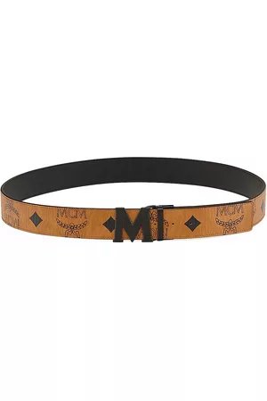 MCM Men Belts - Men's Maxi Monogram Reversible Belt - Cognac - Cognac