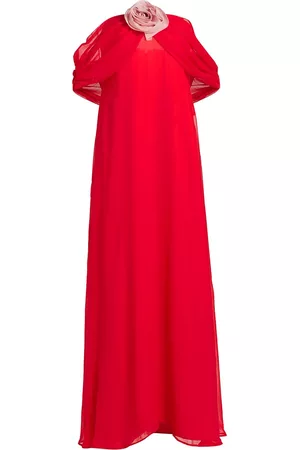 Bernadette Women Evening Dresses & Gowns - Women's Chiffon Rosette Gown - Red - Size 2 - Red - Size 2