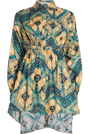 ULLA JOHNSON Women Blouses - Women's Jude Printed Silk Mini Shirtdress - Constellation - Size 00 - Constellation - Size 00