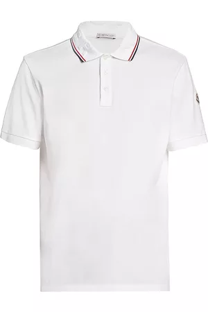 Moncler Men Polo T-Shirts - Men's Pique Polo - White - Size Small - White - Size Small