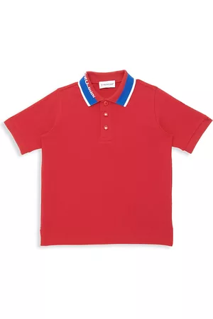 Moncler Polo T-Shirts - Little Kid's & Kid's Branded Collar Polo Shirt - Red - Size 4 - Red - Size 4