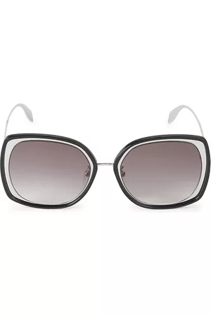 Alexander McQueen Women Square Sunglasses - Women's 57MM Mod Square Sunglasses - Silver - Silver