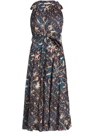 ULLA JOHNSON Women Printed & Patterned Dresses - Women's Mariam Floral Tie-Strap Midi-Dress - Jet - Size 00 - Jet - Size 00