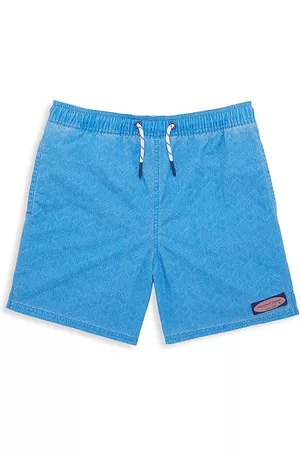 Vineyard Vines Boys Swim Shorts - Little Boy's & Boy's Island Chappy Swim Trunks - Neon Dazzle Blue - Size 10 - Neon Dazzle Blue - Size 10