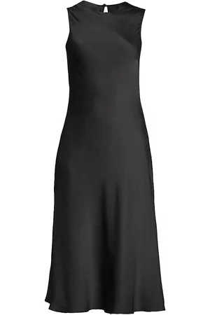 Cynthia Rowley Women Midi Dresses - Women's Silk Satin Sleeveless Midi-Dress - Black - Size 10 - Black - Size 10