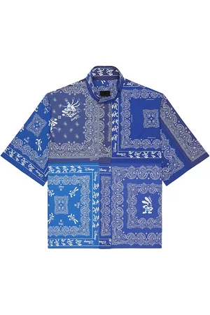 Givenchy Men Shirts - Men's Oswald Boxy Fit Bandana Shirt - Blue - Size 15 - Blue - Size 15