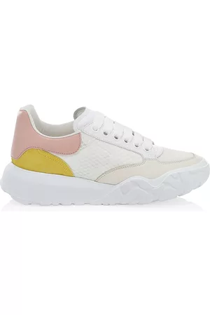 Alexander McQueen Women Sports Shoes - Women's Court Colorblock Leather Sneakers - White Multicolor - Size 11 - White Multicolor - Size 11