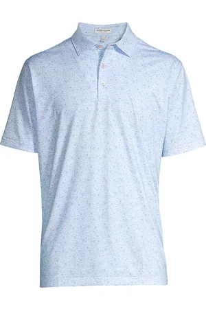Peter Millar Men Polo T-Shirts - Men's Crown Sport Utopia Burger Performance Jersey Polo Shirt - Hint Of Blue - Size Small - Hint Of Blue - Size Small