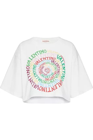 VALENTINO Women T-Shirts - Women's Loop Jersey T-shirt - White Multicolor - Size Small - White Multicolor - Size Small