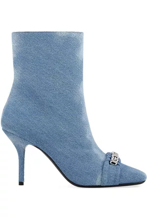 Givenchy Women Ankle Boots - Women's G Woven Ankle Boots in Washed Denim - Medium Blue - Size 7 - Medium Blue - Size 7