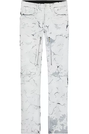 Givenchy Men Jeans - Men's Painted Crackled Jeans With Zips - White - Size 30 - White - Size 30