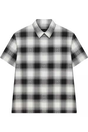 Givenchy Men Oversized T-Shirts - Men's Oversized Shirt In 4G Checked Flannel - Black White - Size 15 - Black White - Size 15