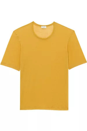 Saint Laurent Men T-Shirts - Men's Loose Fit T-shirt in Jersey - Safran - Size Small - Safran - Size Small