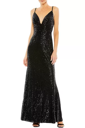 Mac Duggal Women Evening Dresses & Gowns - Women's Sequin-Embellished V-Neck Gown - Black - Size 0 - Black - Size 0