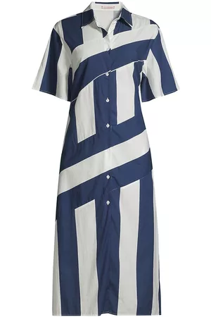FRANCES VALENTINE Women Midi Dresses - Women's Amanda Contrast Stripe Midi Dress - Navy White - Size Small - Navy White - Size Small