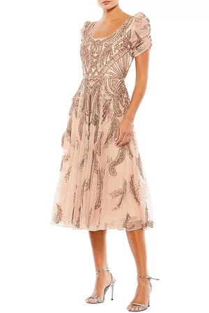 Mac Duggal Women Short & Mini Dresses - Women's Embellished Short-Sleeve Dress - Apricot - Size 4 - Apricot - Size 4
