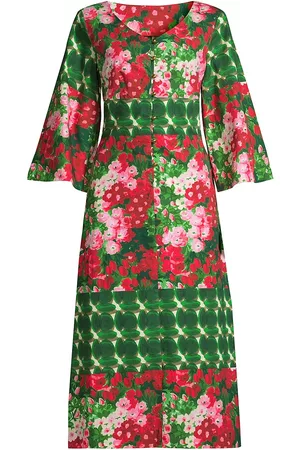 FRANCES VALENTINE Women Printed & Patterned Dresses - Women's Shimmy Floral Dress - Pink Green - Size XL - Pink Green - Size XL