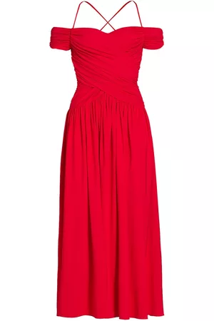 ROSETTA GETTY Women Strapless Dresses - Women's Ruched Off-the-Shoulder Dress - Red - Size Medium - Red - Size Medium