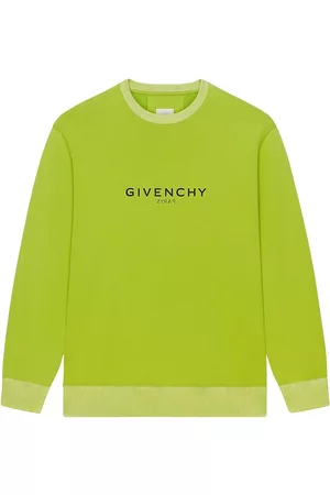 Givenchy Men Sweatshirts - Men's Classic Fit Sweatshirt with Reverse Print - Citrus Green - Size Large - Citrus Green - Size Large
