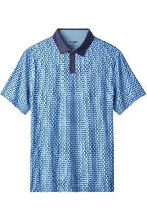 Rhone Men Polo T-Shirts - Men's Golf Sport Printed Polo Shirt - Ocean Blue Geo - Size Small - Ocean Blue Geo - Size Small