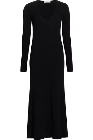 CO Women Long Sleeve Dresses - Women's Ribbed Long-Sleeve Dress - Black - Size Small - Black - Size Small