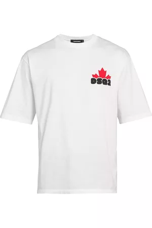Dsquared2 Men T-Shirts - Men's Logo Loose-Fit T-Shirt - White - Size Large - White - Size Large