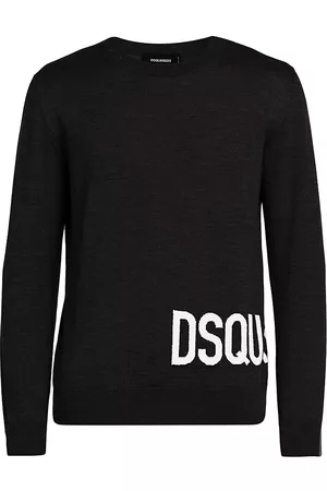 Dsquared2 Men Tops - Men's Logo Crewneck Sweater - Black - Size Small - Black - Size Small