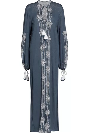 Silvia Tcherassi Women Tunic Dresses - Women's Mayfair Embroidered Tunic Dress - Navy - Size XS - Navy - Size XS