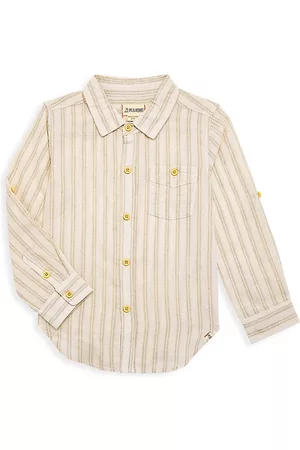 Me & Henry Boys Long Sleeved Shirts - Little Boy's Merchant Striped Long-Sleeve Shirt - Grey White Striped - Size 4 - Grey White Striped - Size 4