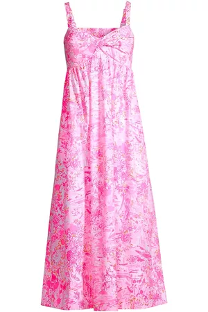 Lilly Pulitzer Women Printed & Patterned Dresses - Women's Azora Floral Cotton Midi-Dress - Size 00 - Size 00