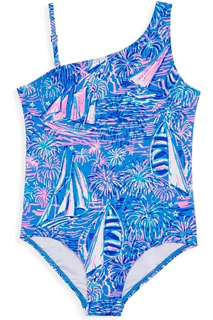 Lilly Pulitzer Girls Swimsuits - Little Girl's & Girl's Tiara One-Piece Swimsuit - Boca Blue - Size 2 - Boca Blue - Size 2