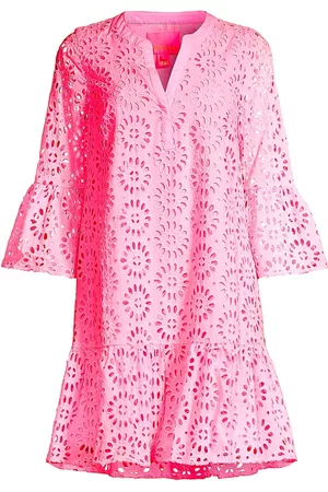 Lilly Pulitzer Women Tunic Dresses - Women's Bekah Three-Quarter Eyelet Tunic Dress - Peony Pink - Size XS - Peony Pink - Size XS