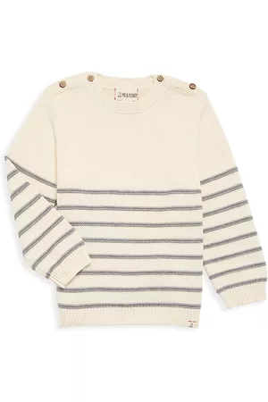 Me & Henry Boys Tops - Little Boy's Breton Striped Sweater - Grey Stripe - Size 5 - Grey Stripe - Size 5