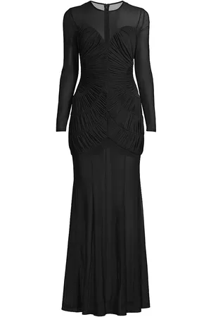 Misha Women Evening Dresses & Gowns - Women's Dreamscape Talitha Sheer Ruched Gown - Black - Size XS - Black - Size XS