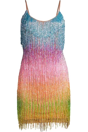 Liv Foster Women Fringe Dresses - Women's Ombré Beaded Fringe Minidress - Size 6 - Size 6